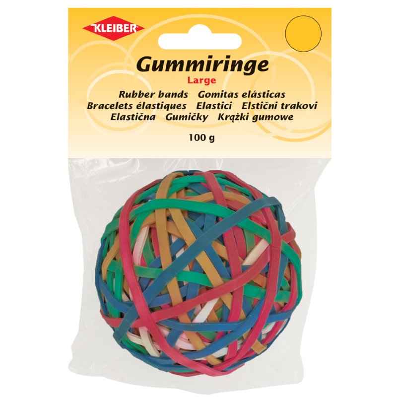KLEIBER élastiques balles colorées, 50 mm, bleu/rouge/vert/jaune/blanc, 100 g