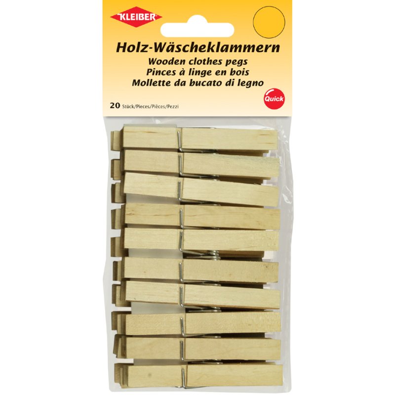 KLEIBER pinces à linge bois, bouleau avec ressort métal, 90 mm, 20 pièces