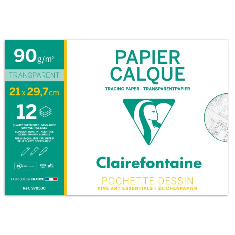 Clairefontaine transparant papier, 70/75 g/m², 240×320 mm, 20 vel
