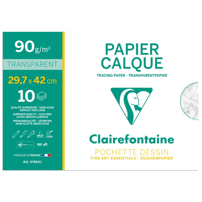 Clairefontaine transparant papier, 70/75 g/m², 240×320 mm, 20 vel