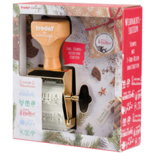 trodat creatief stempelset Vintage Kerstuitgave, 6 motieven instelbaar, 45×15 mm