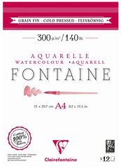 Clairefontaine aquarelblok FONTAINE, fijnkorrelig, A4, 12 vel