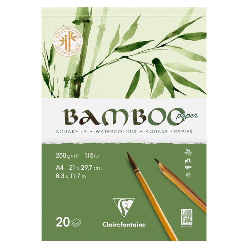 Clairefontaine BAMBOO watercolour pad A5, white, 20 sheets