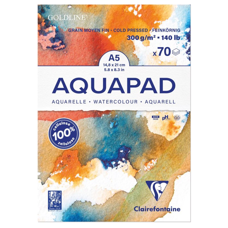 Clairefontaine bloc aquarelle AQUAPAD, A5, 300 g/m², 70 feuilles