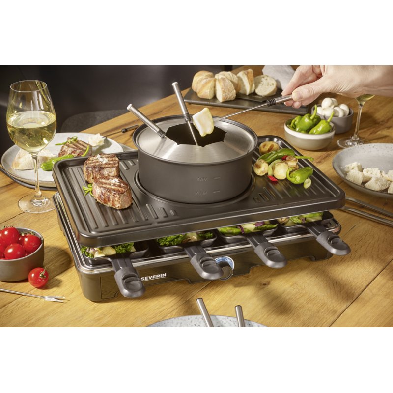 SEVERIN raclette-fondue combination RG 2347, 2-in-1, 8 pans