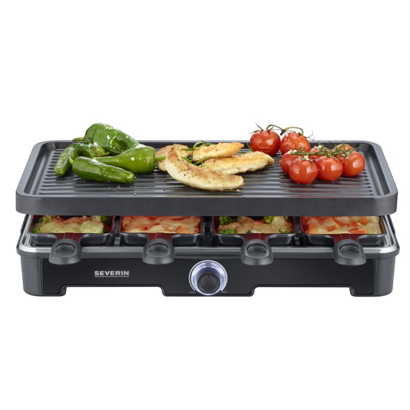 SEVERIN raclette-grill RG 9670, plaque de cuisson, 8 poêlons, 1400 Watts