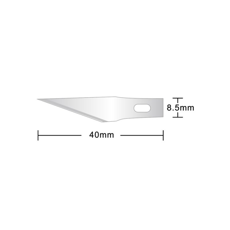 Hansa vervangmesjes voor scalpel, zilver, 40×8,5×0,5 mm, 10 stuks