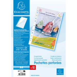 EXACOMPTA insteekhoezen A4, transparant, 60 micron, 10 stuks