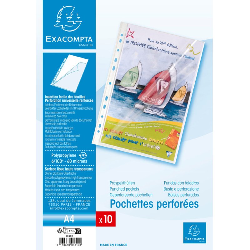 EXACOMPTA documenthoezen A4, transparant, 60 my, 100 stuks