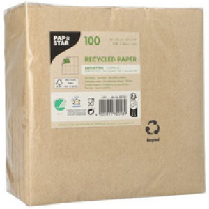 PAPSTAR lunch servetten 33x33 cm, 3-laags, naturel