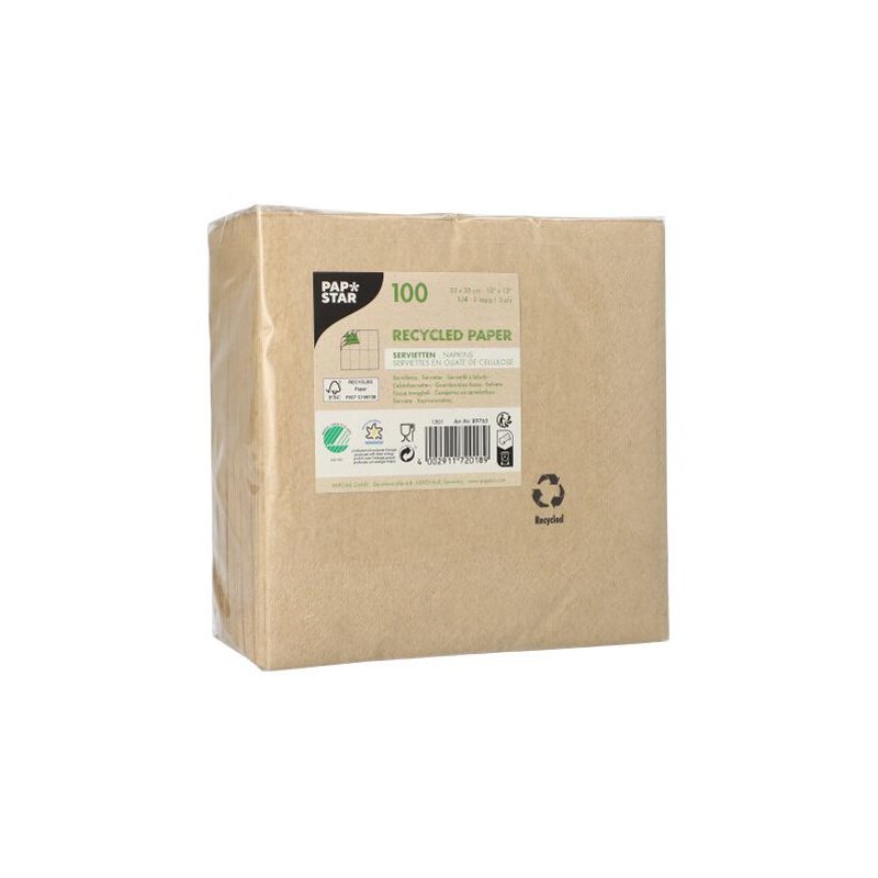 PAPSTAR lunch servetten, 33×33 cm, 3-laags, naturel, 100 stuks
