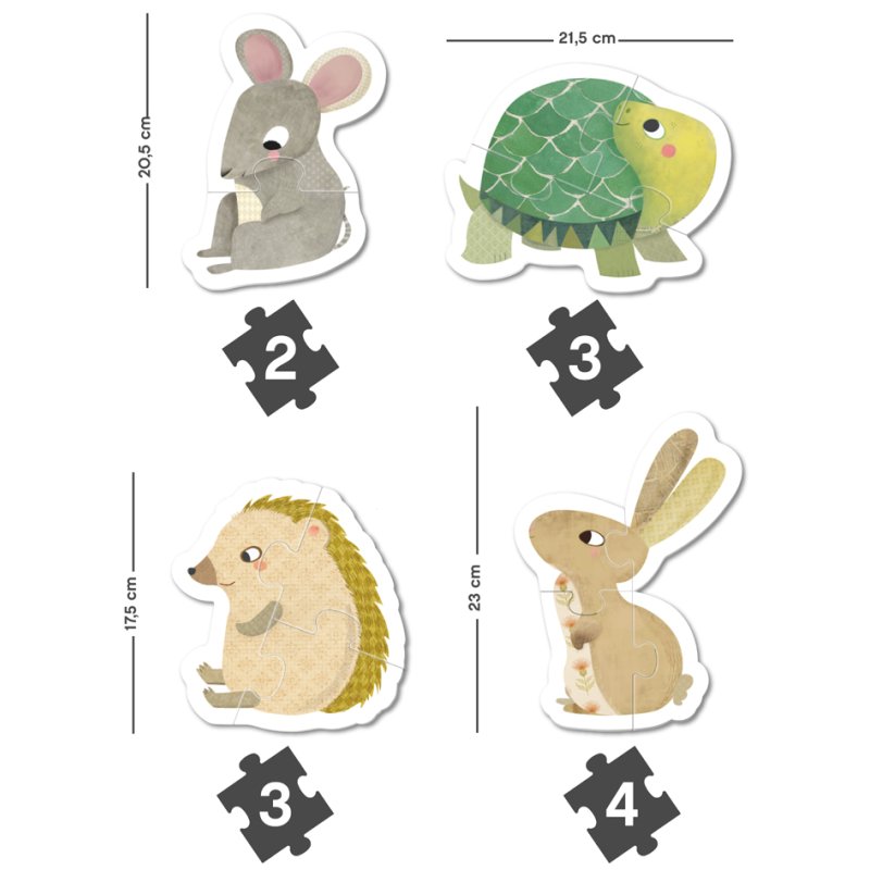 APLI kids kinderpuzzel Eerste diertjes, 12 stuks, 4 diervormen