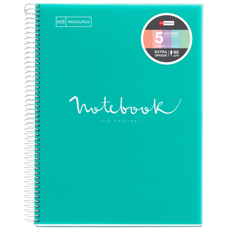 MIQUELRIUS collegeblok Notebook EMOTIONS, A4, turquoise, geruit, 120 vel
