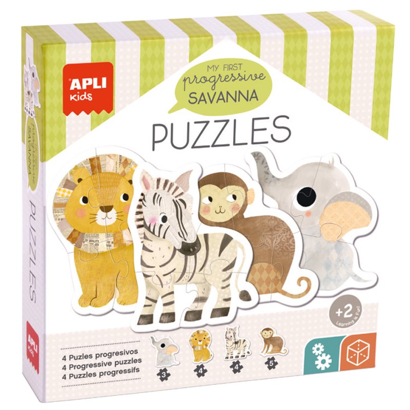 APLI kids kinderpuzzel Mijn eerste savanne, 16 stuks, karton 2 mm