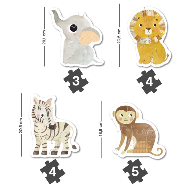 APLI kids kinderpuzzel Mijn eerste savanne, 16 stuks, karton 2 mm