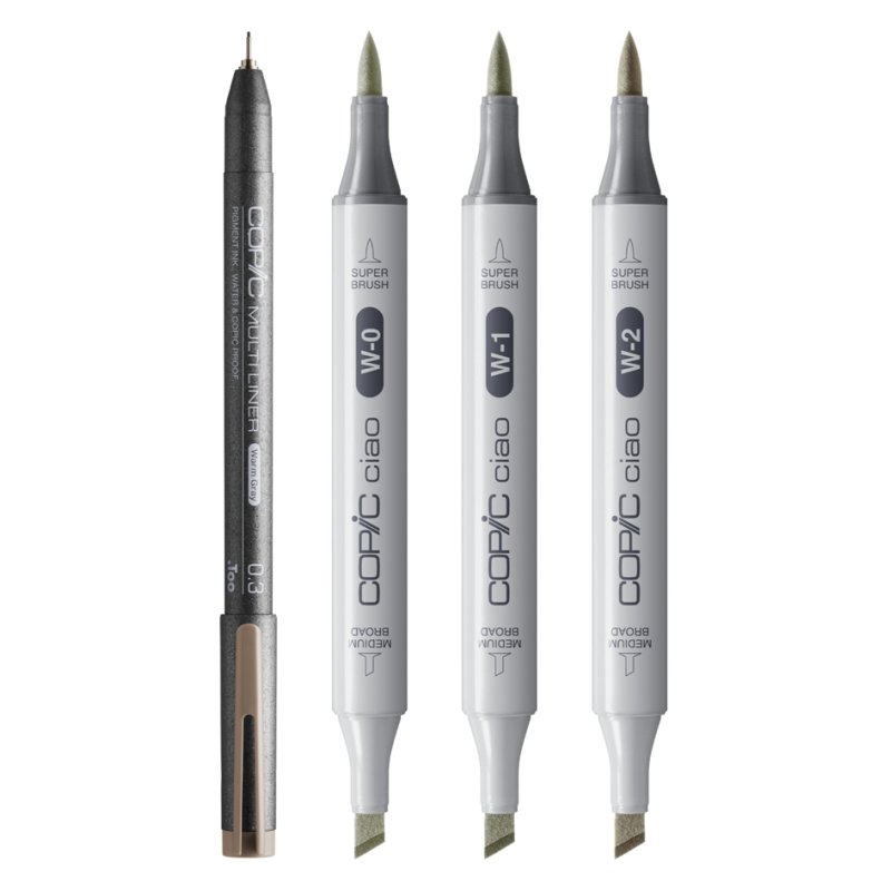 COPIC Marker ciao set Light Warm Gray, 3 marqueurs + multiliner 0,3 mm