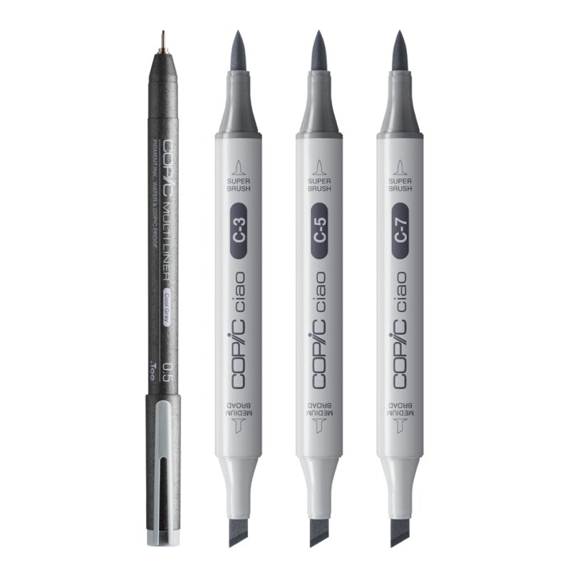 COPIC Marker Ciao set, 3 markers + 0.5 mm multiliner