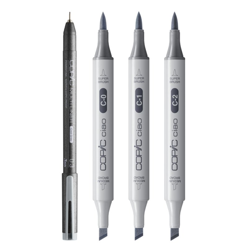 COPIC markers Ciao set 3+1, with 0.3 mm multiliner