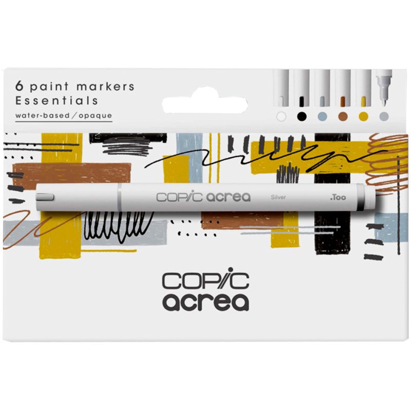 COPIC acrea markers Essentials, watervaste inkt, ronde punt 0,8 mm, 6 stuks