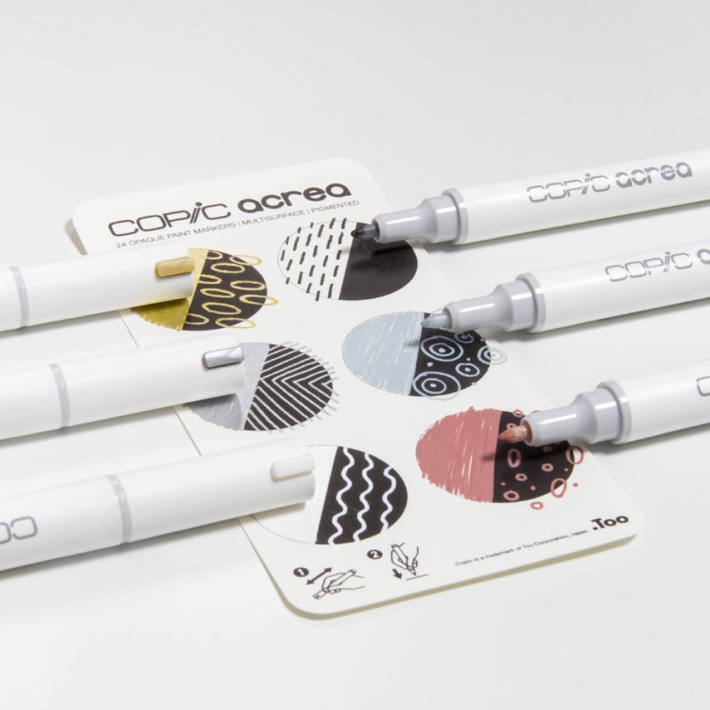 COPIC acrea markers Essentials, encre résistante à l'eau, pointe ronde 0,8 mm, 6 pièces