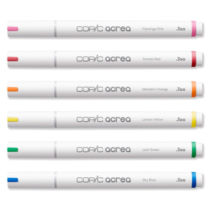 COPIC markeerset acrea Vivid, waterproof pigmentinkt, 6 stuks