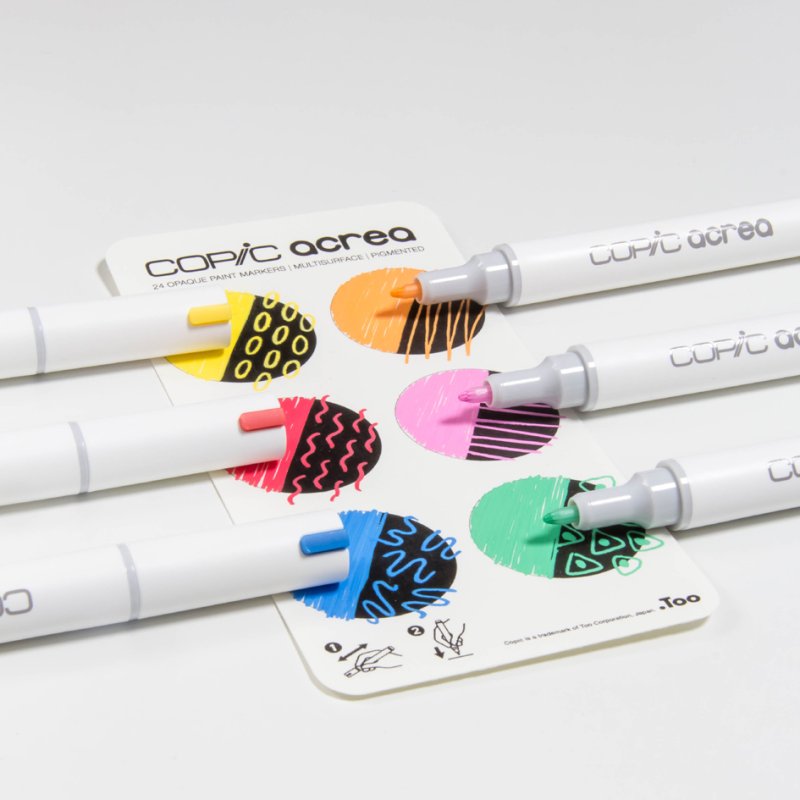 COPIC ensemble de marqueurs acrea Vivid, encre de pigment imperméable, 6 pièces