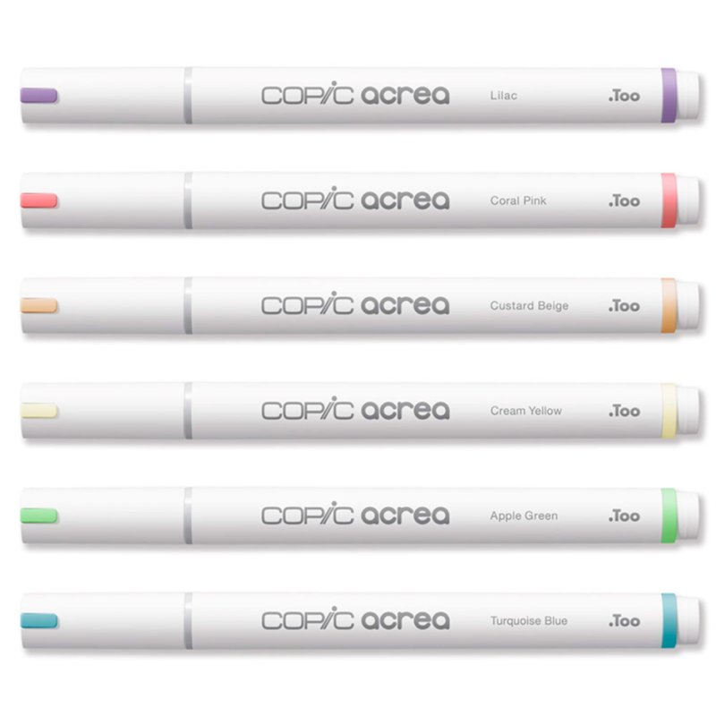COPIC markers acrea Light set, watervaste inkt, 0,8 mm rondpunt, 6 stuks