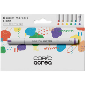 COPIC markers acrea Light set, watervaste inkt, 0,8 mm rondpunt, 6 stuks