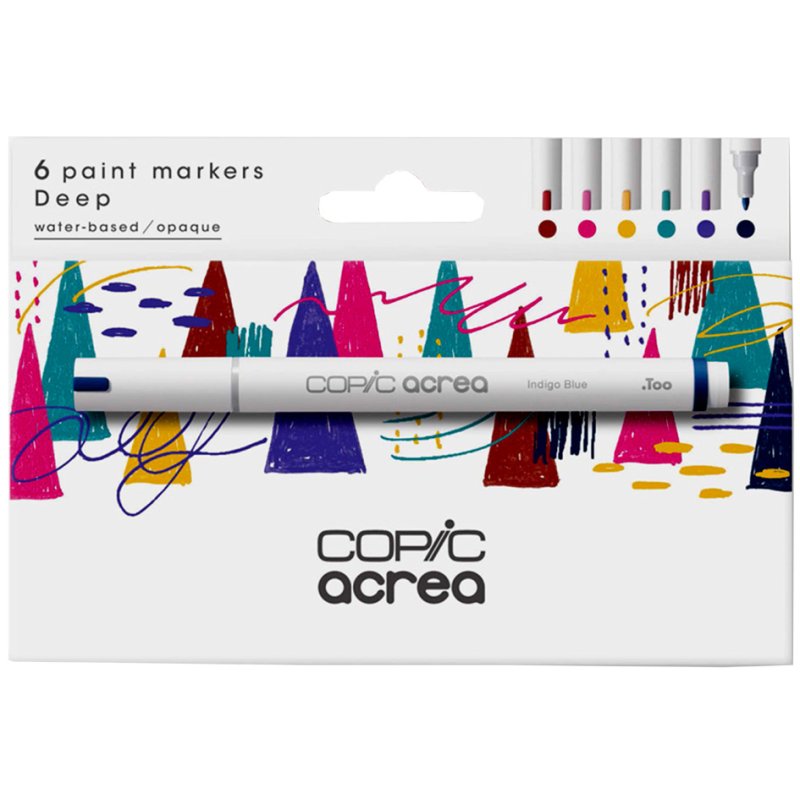 COPIC markers acrea Deep set, waterbestendige inkt, 0,8 mm ronde punt, 6 stuks