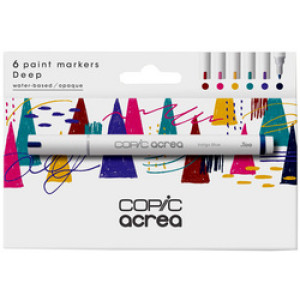 COPIC markers acrea Deep set, waterbestendige inkt, 0,8 mm ronde punt, 6 stuks