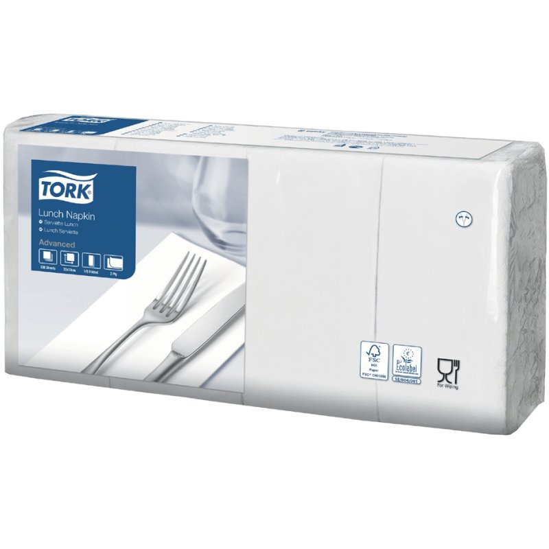 Tork serviettes bistro soft, 2-plis, blanc, 328×325 mm