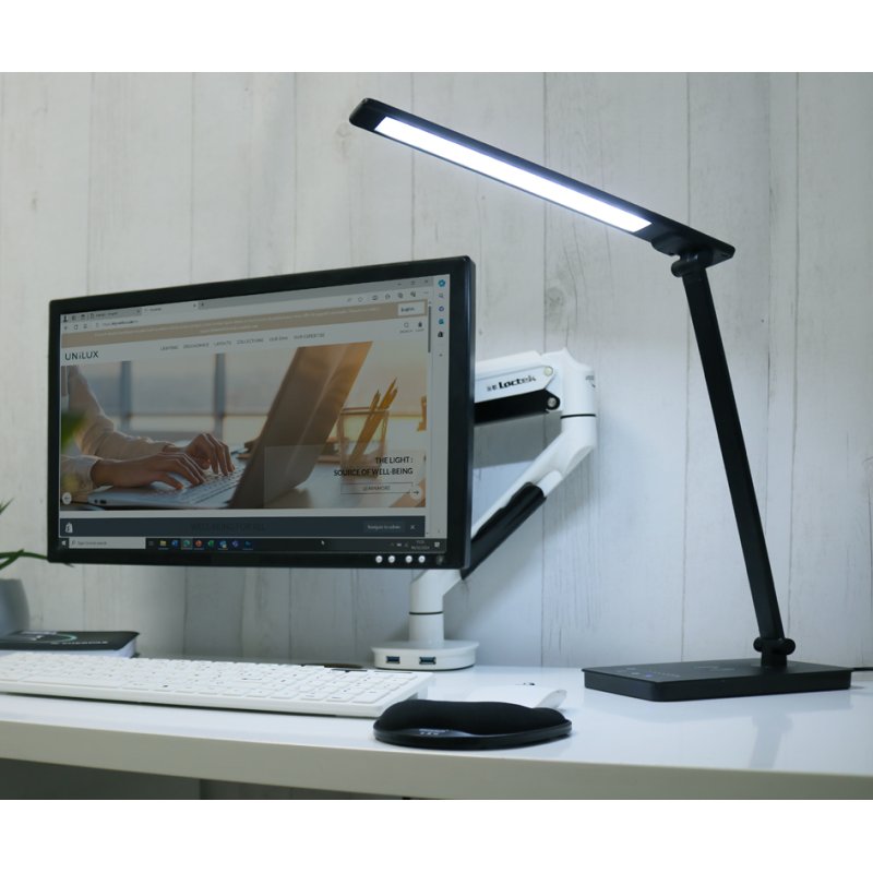 UNiLUX NOVY Lampe de bureau LED, noir, graduable, 905 lumens