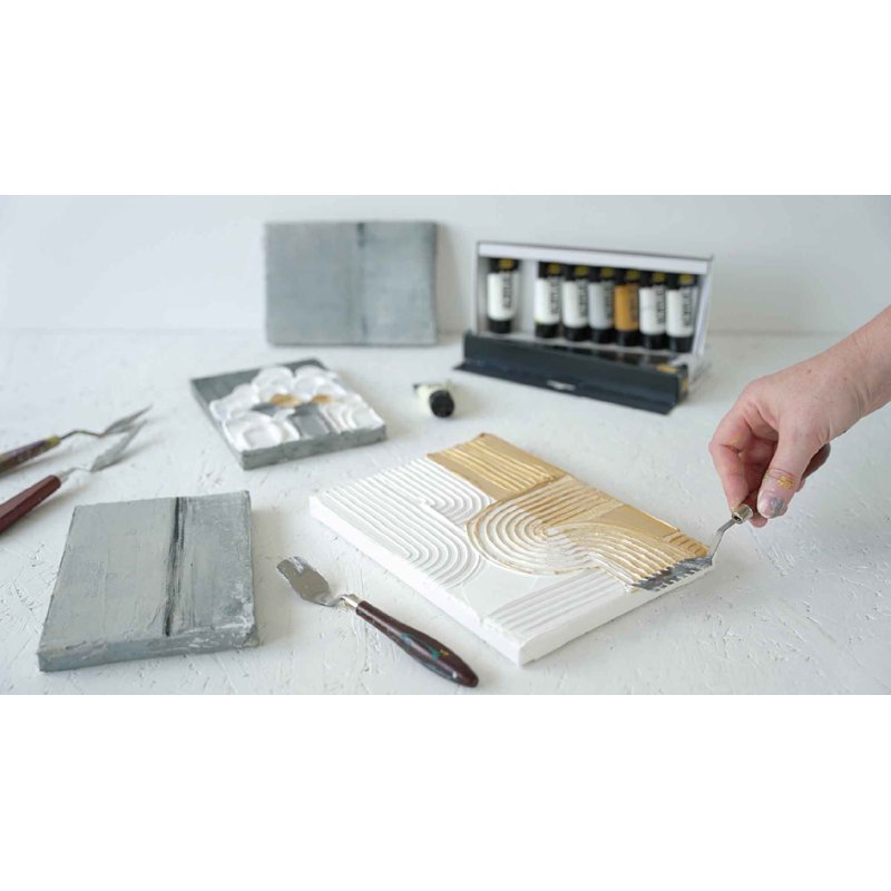 KREUL SOLO Goya médium acrylique, set de démarrage, 8 × 20 ml, pâtes et gels de structure