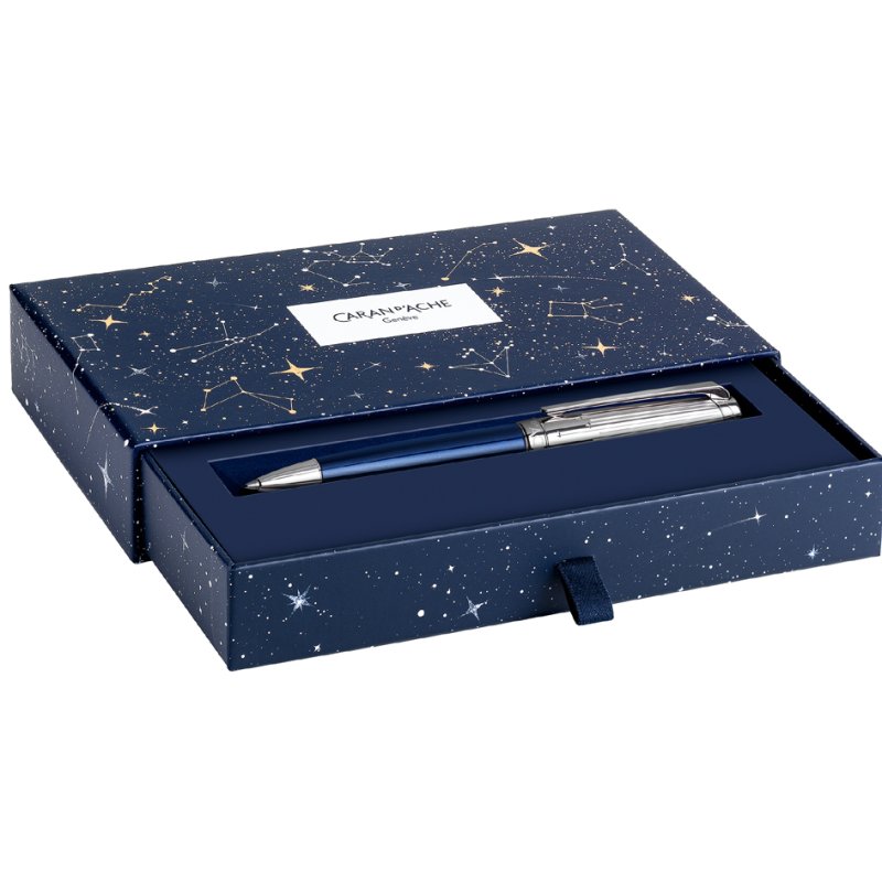 CARAN D'ACHE Leman Cosmic Blue rollerball pen, refillable, black ink, midnight blue