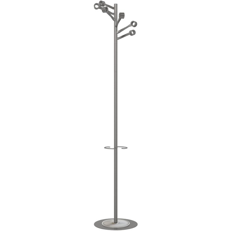 UNiLUX coat stand BOURGEON, metal grey, height 1740 mm, 6 hooks