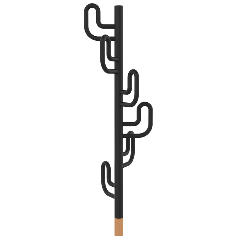 UNiLUX coat stand CALIFORNIA, black/wood, 6 hooks, 1750 mm