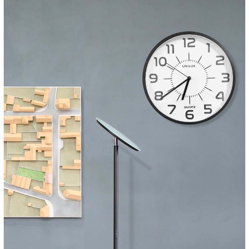UNiLUX wall clock POP PL, diameter 305 mm, black, plastic