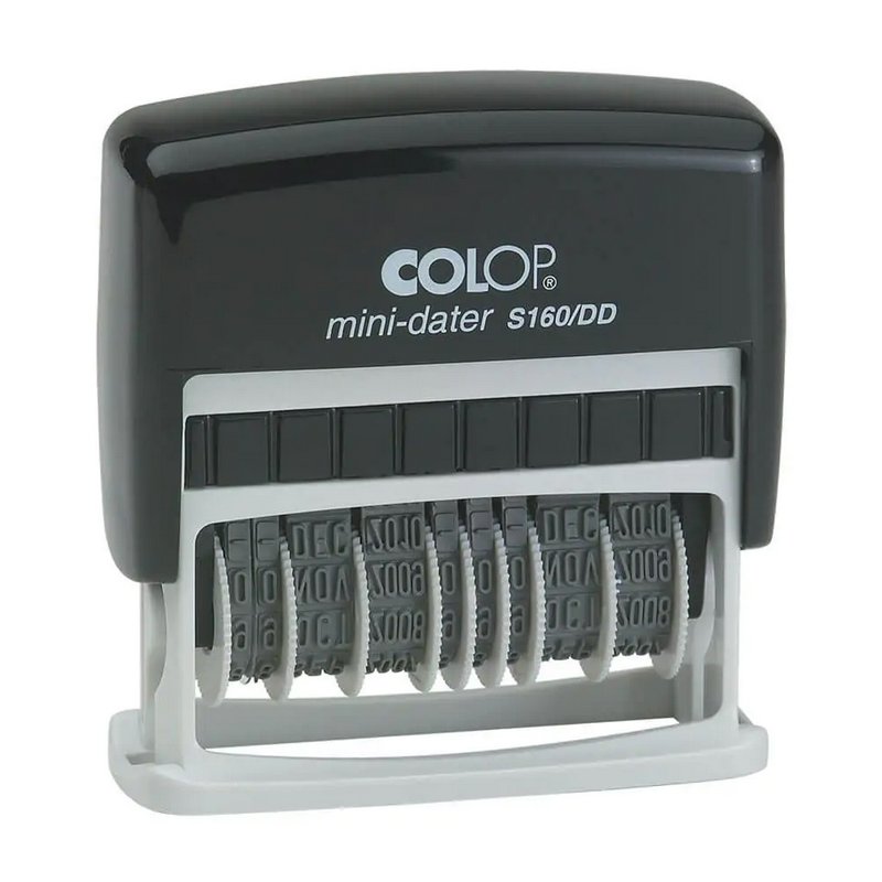 COLOP Mini double date stamp S160/DD, self-inking, black, 3.5×49 mm