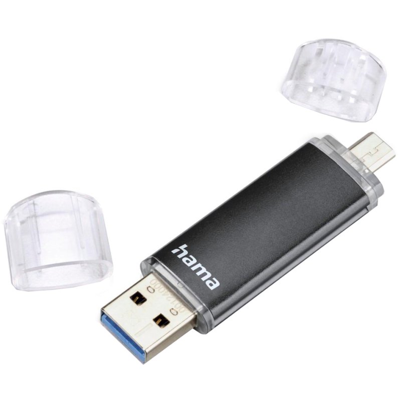 Hama USB 3.0 stick Laeta Twin, zwart, 128 GB, aluminium