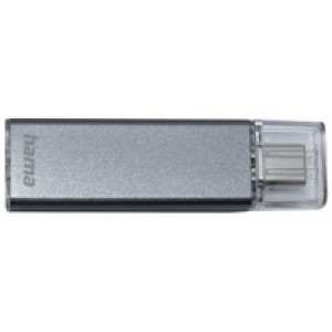 hama USB-C stick 32GB, antraciet, geborsteld aluminium
