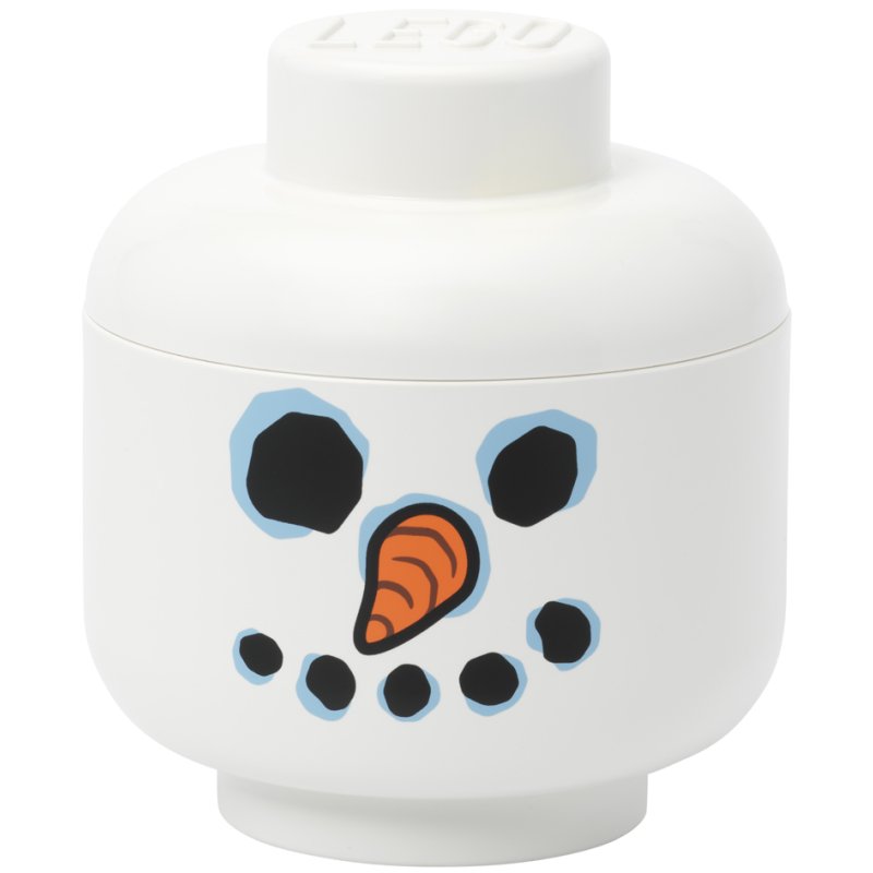 LEGO boîte de rangement tête bonhomme de neige, blanc, empilable, 2 litres