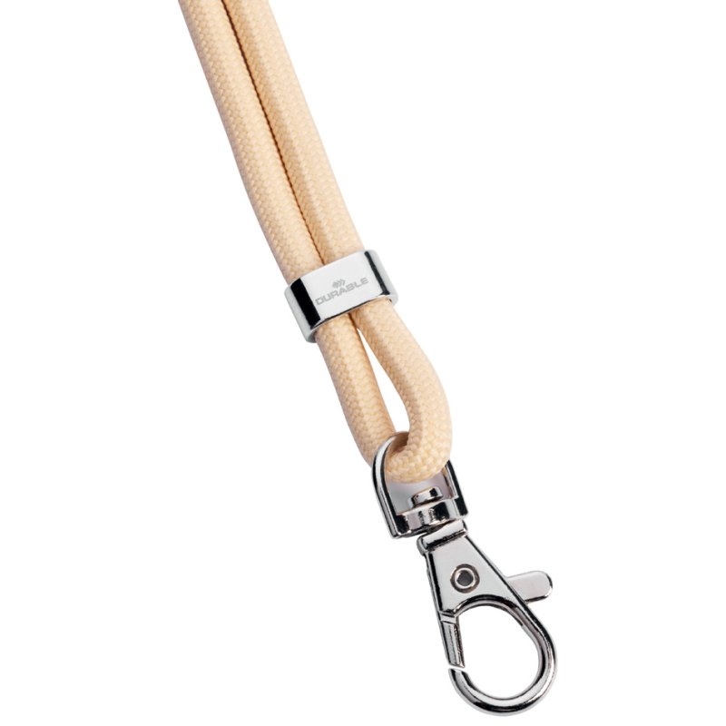 DURABLE sangle textile PET recyclé avec mousqueton, 460 mm, beige, 10 pièces