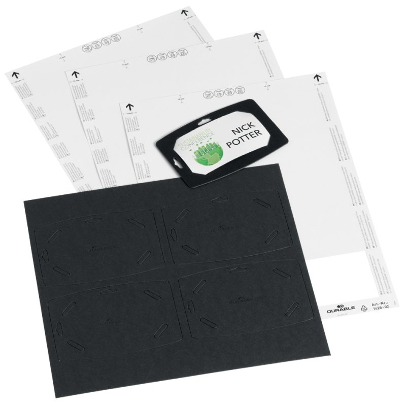 DURABLE plaques nominatives papier recyclé, 54×90 mm, 20 supports + 3 feuilles