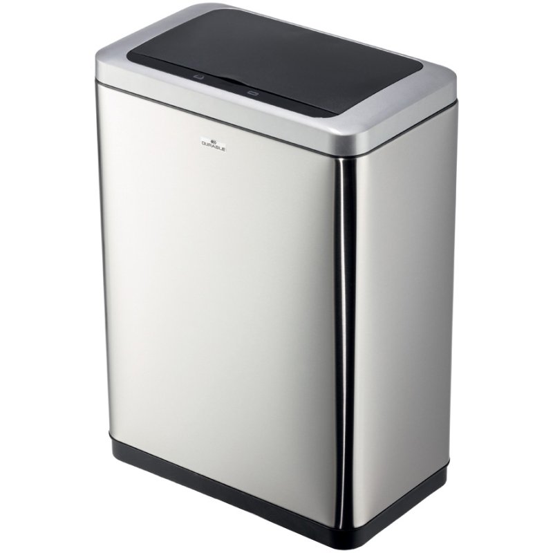 DURABLE poubelle NO TOUCH DUO, sans contact, 2×20 litres, acier inoxydable