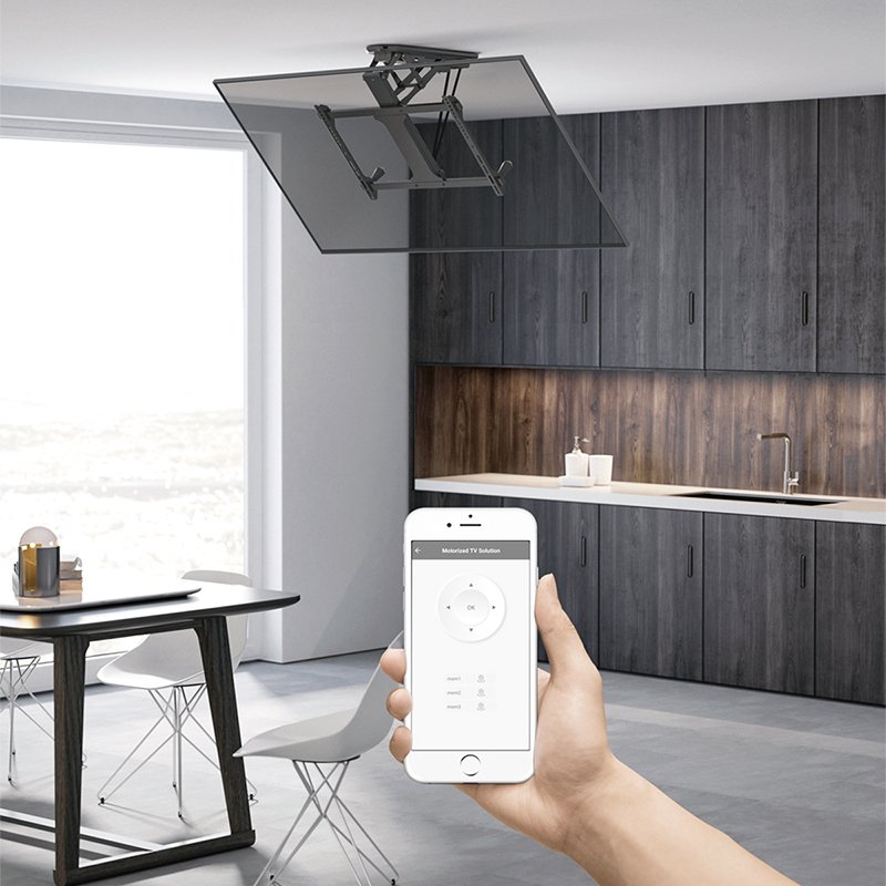 LogiLink support TV électrique pour plafond, 32-70 pouces, commande app, max 35 kg