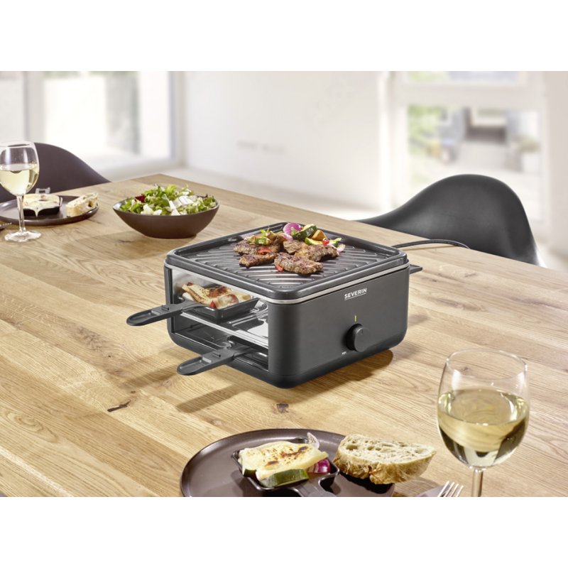 SEVERIN Mini Raclette Grill RG 2360, 4 pans, non-stick coating, 800 watts