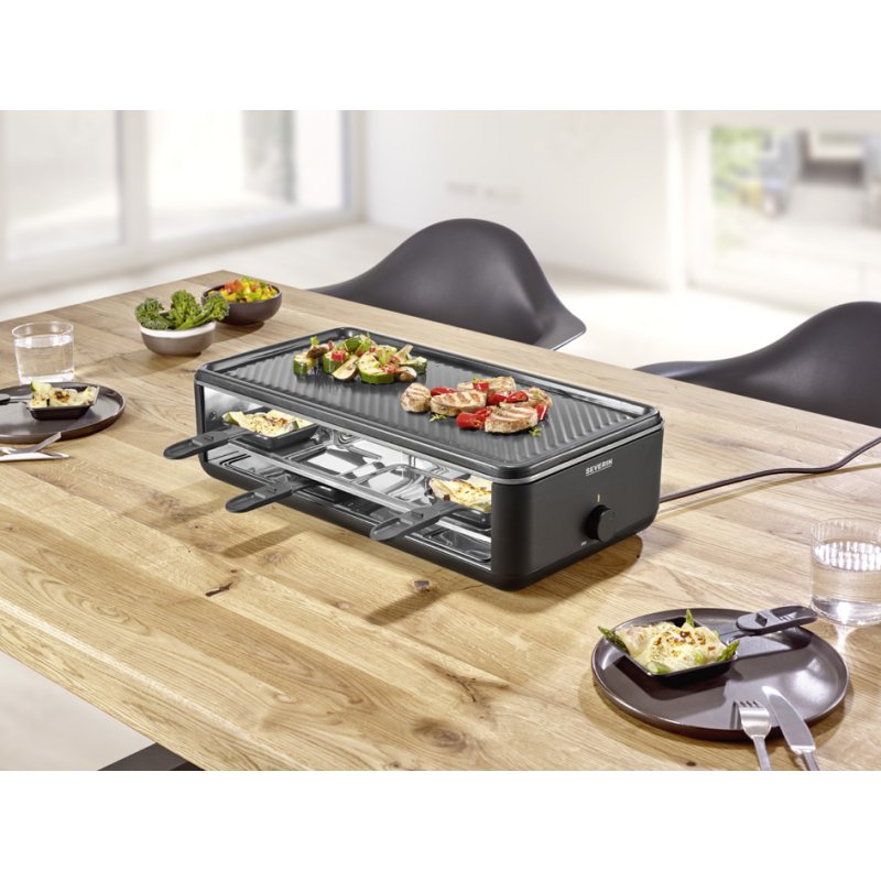 SEVERIN raclette grill RG 2365, 8 pans, 1300 watts, non-stick coating