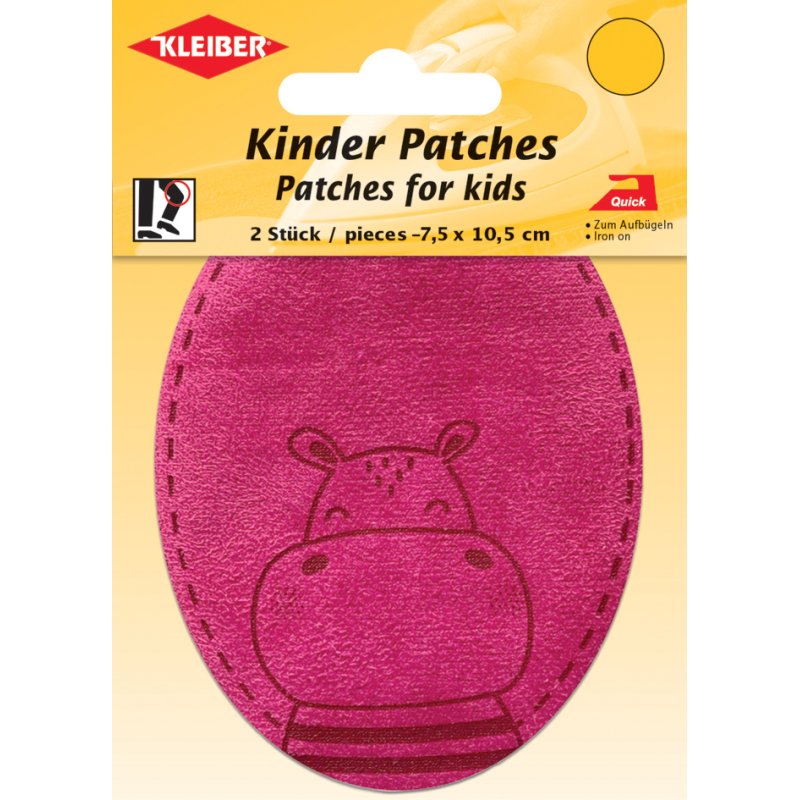 KLEIBER applicateur Hippopotame, rose, 75×105 mm, 2 pièces