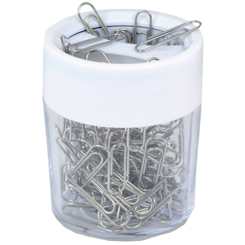 RAPESCO paperclip holder, white/transparent, includes 100 paperclips