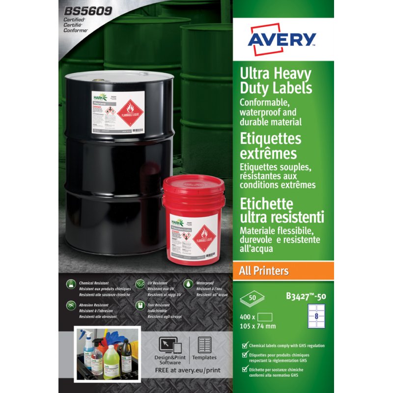 AVERY étiquettes extrêmes, polyéthylène, blanc, 99×57 mm